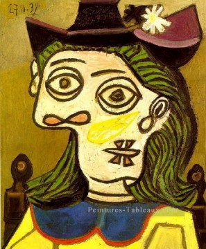  mme - Tête de femme au chapeau mauve 1939 cubiste